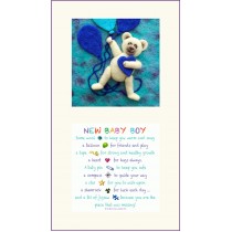 Blue Teddy and New Baby Boy Twin Frame
