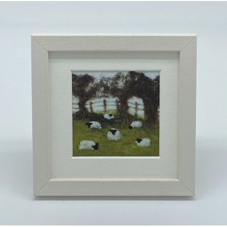 Sheep Field - Felt Art Mini Print